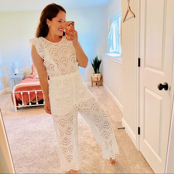 Alice McCall Pants - Alice McCall Sample White Eyelet Jumpsuit One Piece Medium